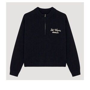 Elleandemm Black Half-Zip Sweater Set with Embroidery L/XL